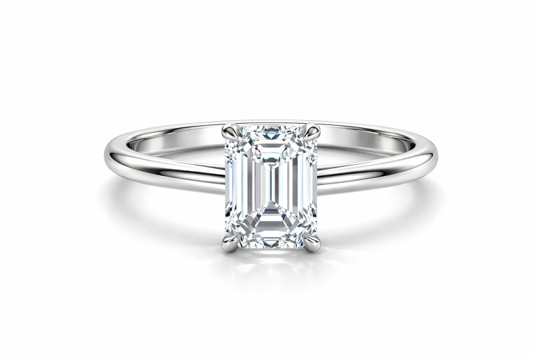 Emerald Solitaire 1CT eljegyzési gyűrű - Fehér arany