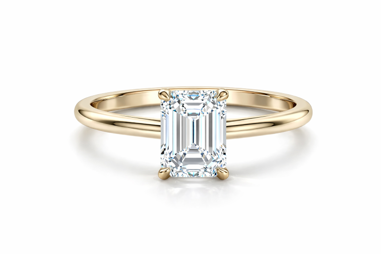 Emerald Solitaire 1CT eljegyzési gyűrű - Sárga arany