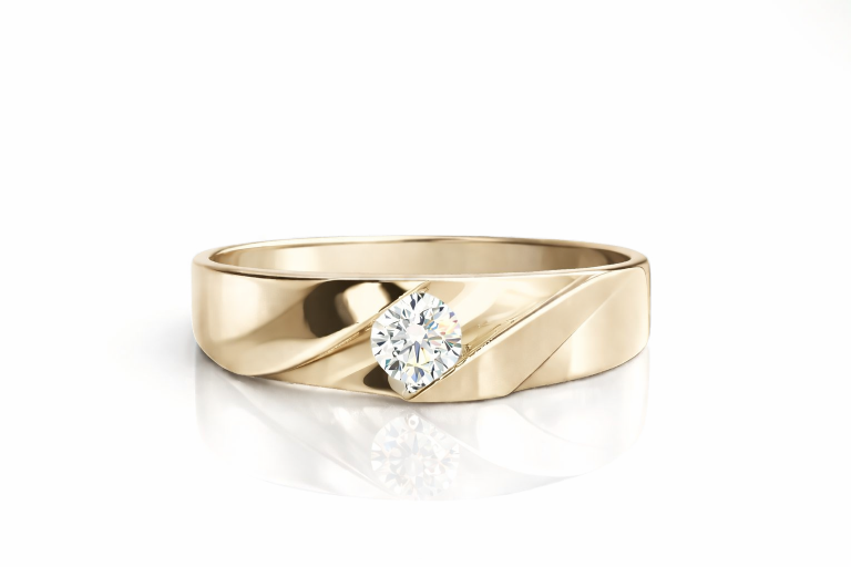 Briliáns bújtatott köves 0.07CT eljegyzési gyűrű vagy jegygyűrű - Sárga arany