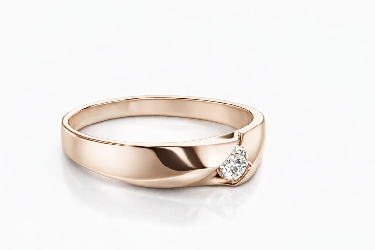 Briliáns bújtatott köves 0.07CT eljegyzési gyűrű vagy jegygyűrű - Rozé arany