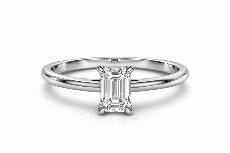 Emerald Solitaire 0.5CT eljegyzési gyűrű - Fehér arany