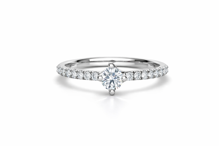 Briliáns Pavé 0.24CT eljegyzési gyűrű - Fehér arany