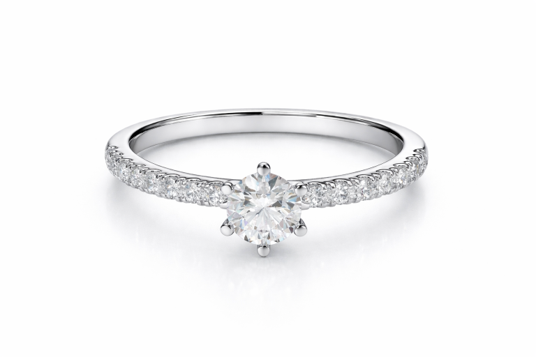 Briliáns Pavé 0.3CT eljegyzési gyűrű - Fehér arany