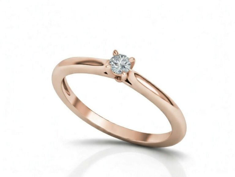 Briliáns Solitaire 0.1CT eljegyzési gyűrű - Rozé arany