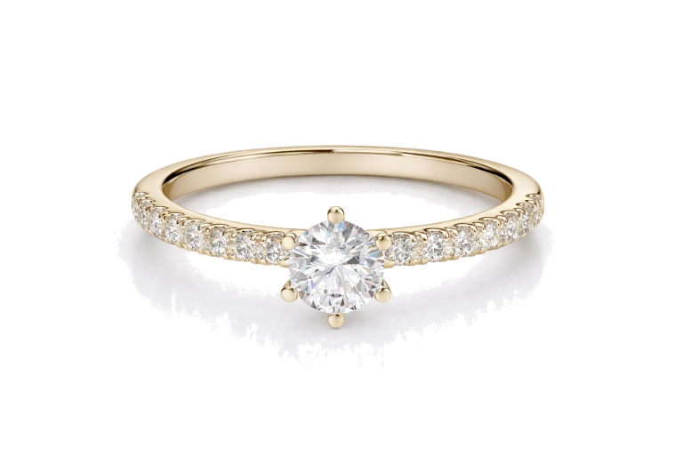 Briliáns Pavé 0.3CT eljegyzési gyűrű - Sárga arany